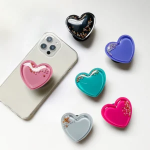 Quicksand Love Heart Finger Grip Holders for Phone Universal Popping Socket Griptok Expanding Stand Liquid Universal Holder