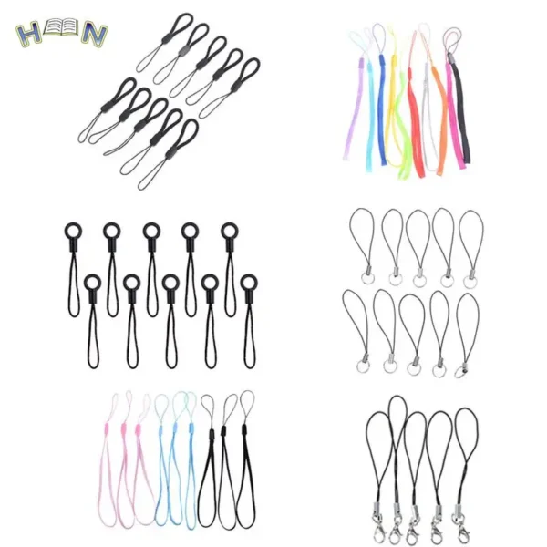 10pcs Nylon Wrist Strap Lanyard For Camera Cell Phone IPod USB Mp3 Mp4 Keychains Hooks Mobile phone Strap Keyring Key Ring