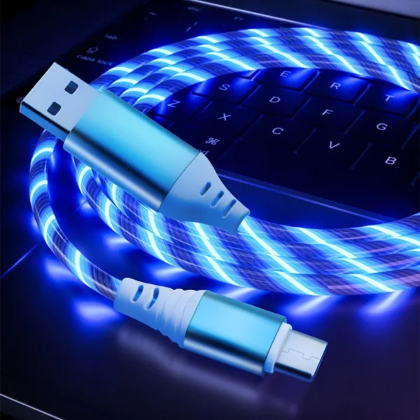 MVQF 5A Fast Charging Cable Glowing LED Cable Micro USB TypeC Data Cable Flowing Streamer Light LED USB C Cord for Huawei Xiaomi - Image 5