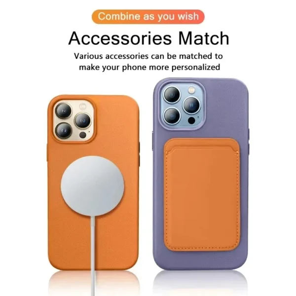 Official MagSafe Leather Case for Apple iPhone 16 Pro Max 13 12 14 15 Plus Original Strong MacSafe Magnetic Cover Accessories - Image 3