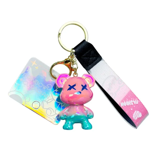 Acrylic Cartoon Graffiti Bear Key Chain Creative Doll Women Bag Pendant Jewelry Cute Mobile Phone Car Keychain Xmas Birth Gift - Image 3