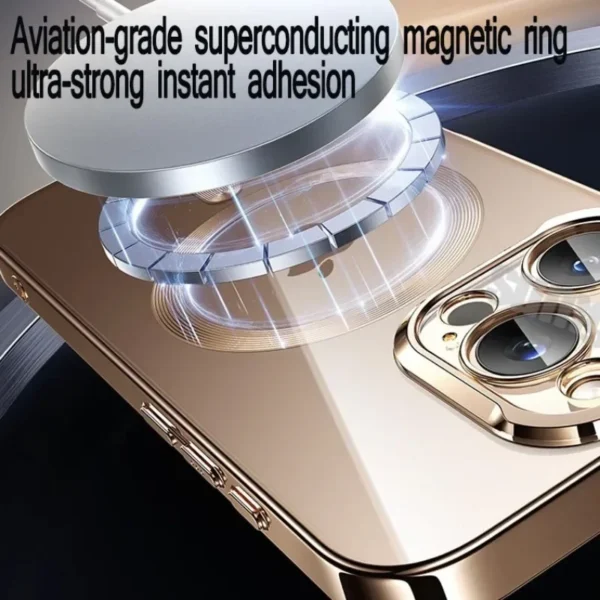 Official New Desert Gold Wireless Charging Magsafe Case iPhone 16 15 14 13 12 11 Pro Max Plus Magnetic Electroplate Bumper Cover - Image 4