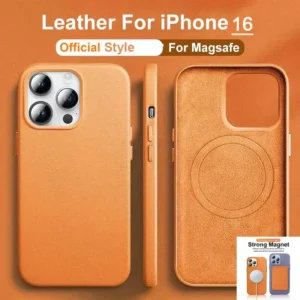 Official MagSafe Leather Case for Apple iPhone 16 Pro Max 13 12 14 15 Plus Original Strong MacSafe Magnetic Cover Accessories