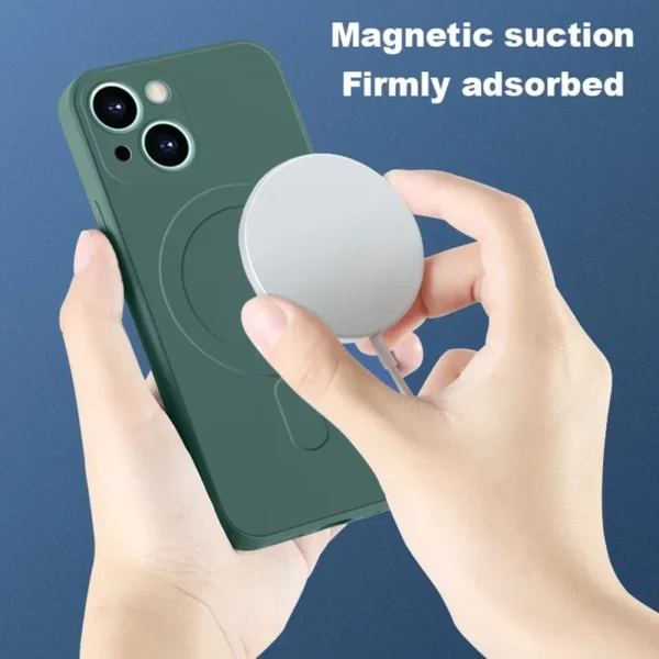 Liquid Silicone Shockproof Case For iPhone 16 15 14 13 12 11 Pro Max Plus Phone Magnetic Wireless Charger For Magsafe Cover - Image 2