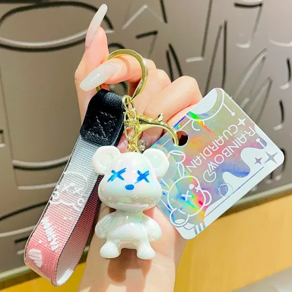 Acrylic Cartoon Graffiti Bear Key Chain Creative Doll Women Bag Pendant Jewelry Cute Mobile Phone Car Keychain Xmas Birth Gift - Image 6