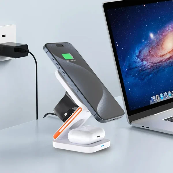 30W 3 in 1 Foldable Charging Station Fast Magnetic Wireless Charger Stand for iPhone 15 14 13 12 Apple Watch 8 7 6 Airpods Pro - Image 4