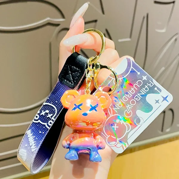 Acrylic Cartoon Graffiti Bear Key Chain Creative Doll Women Bag Pendant Jewelry Cute Mobile Phone Car Keychain Xmas Birth Gift - Image 5