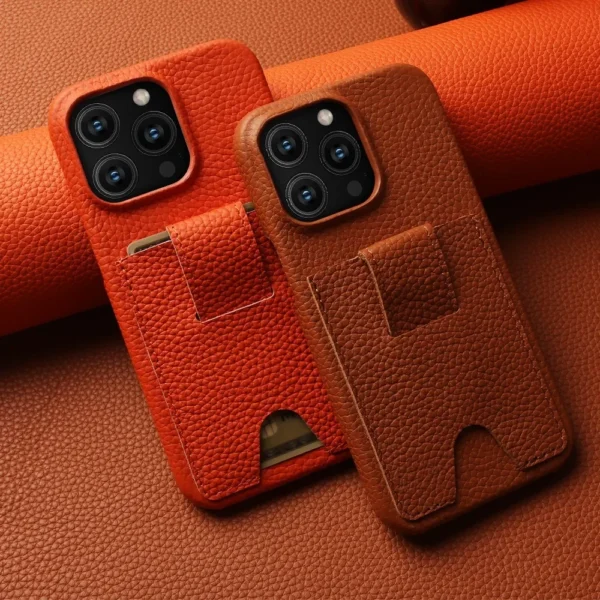 Premium Genuine Leather Card Holder Slot For iphone 16 Pro Max Case iphone15pro 14 13 12 11 Cases Shell Phone Cover Fundas Capa - Image 2