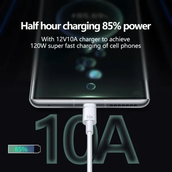 Universal 120W 10A USB Type C Cable Super Fast Charging Cable For Huawei P40 P30 Honor Data Cord For Xiaomi Redmi 0.3/1M/1.5M/2M - Image 5