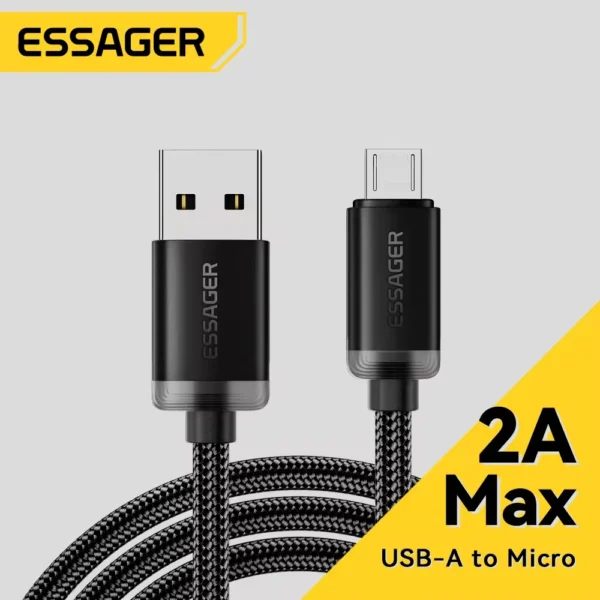 Essager Micro USB Cable 2A Fast Charging USB Cable for Xiaomi Realme Redmi Samsung Huawei Mobile Phone USB Data Charger Wire 3M