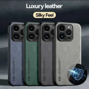 Luxury Leather Case For iPhone 16 15 14 13 12 11 Pro Max Plus 13 12 Mini X XR XS SE 8 7 Cover With Metal Plate Support Car Hold