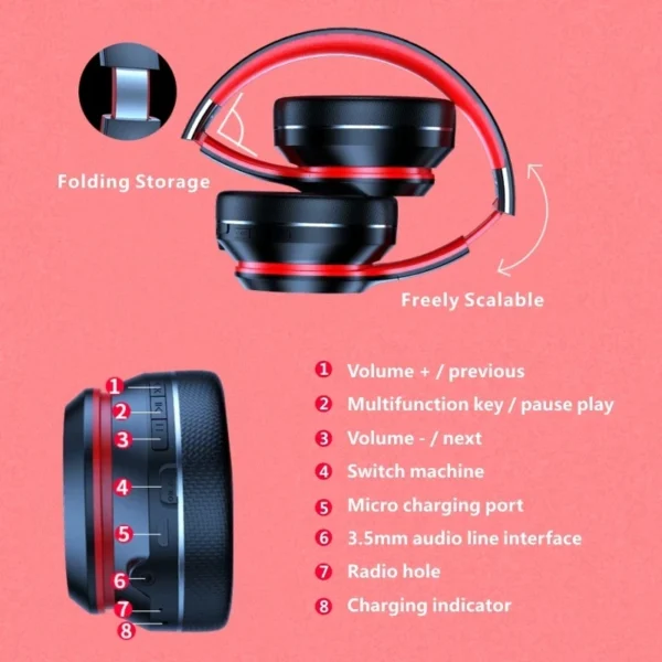 Lenovo HD200 Bluetooth Earphones Over-ear Foldable Computer Wireless Headphones Noise Cancellation HIFI Stereo Gaming Headset - Image 6