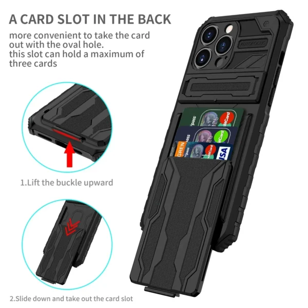 ShockProof Armor Case For iPhone 16 15 14 Pro Max Plus 13 12 11 Pro XS Max XR 8 Plus Anti Shock KickStand Bracket Card Slot Case - Image 2