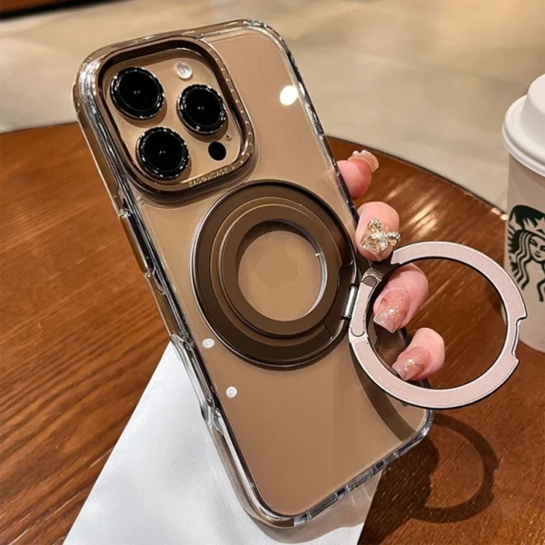 For iPhone 16 Pro Max Luxury Magsafe Magnetic Transparent 360°Rotating Holder Stand Phone Case For iPhone 13 14 15 16 Plus Cover - Image 3