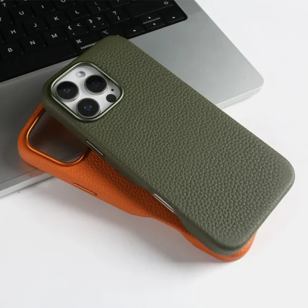 Full Wrapped Magnetic Genuine Leather Phone Case For iPhone 16 Pro Max 15Pro Max Cowhide Wireless Magsafe Fundal Back Shell capa - Image 2