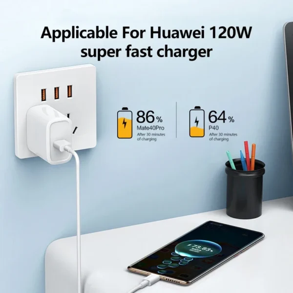 Universal 120W 10A USB Type C Cable Super Fast Charging Cable For Huawei P40 P30 Honor Data Cord For Xiaomi Redmi 0.3/1M/1.5M/2M - Image 3