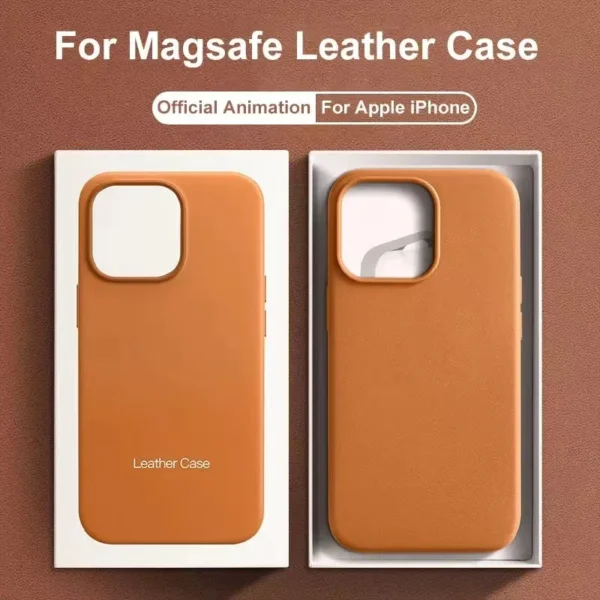 Official MagSafe Leather Case for Apple iPhone 16 Pro Max 13 12 14 15 Plus Original Strong MacSafe Magnetic Cover Accessories - Image 2