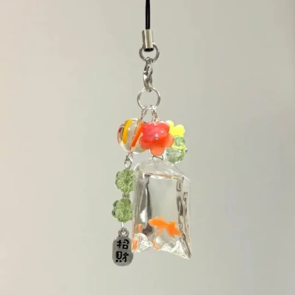 NEW Fish Cute Phone Charms Pendant Colorful Lucky Cases For iPhone 15 CCD Camera Schoolbag Ins Korea Flower Bead DIY Customized