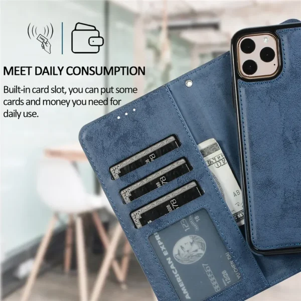 Luxury Leather Removable Flip Wallet Card Case for IPhone 13 14 15 16 Pro Max 12 Mini 11 XS XR X 8 7 Plus SE2022 Phone Bag Cover - Image 2