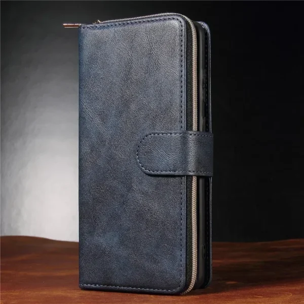 Leather Zipper Wallet Card Slot Phone Case for iPhone 16 15 14 13 12 Mini 11 Pro XS Max XR X SE 2022 8 7 Plus Flip Stand Cover - Image 2