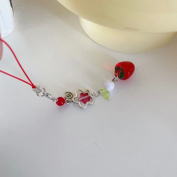 Sweet Y2K Cute Strawberry Mobile Phone Lanyard Lovely Fruits Phone Chain For Girls Aesthetic Cellphone Keychain - Image 5