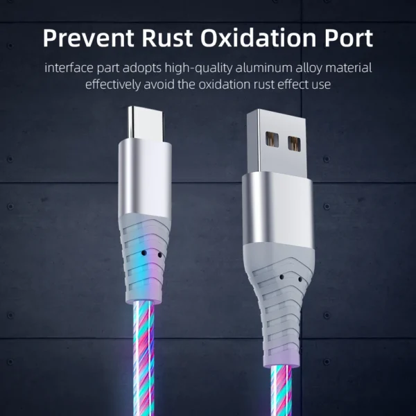 MVQF 5A Fast Charging Cable Glowing LED Cable Micro USB TypeC Data Cable Flowing Streamer Light LED USB C Cord for Huawei Xiaomi - Image 4